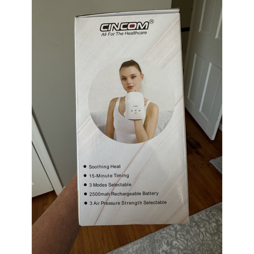 CINCOM Cordless Hand Massager with Heat/Compression for Pain Relief